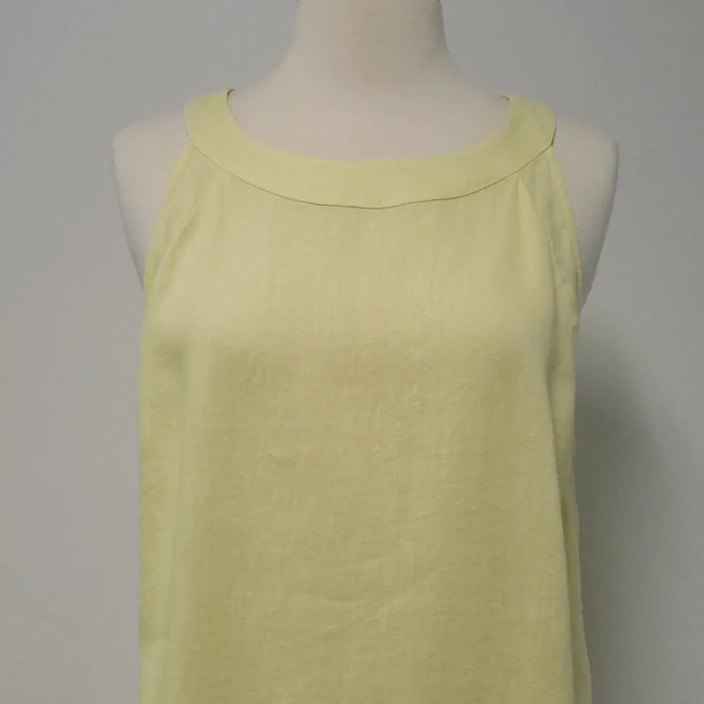 J Jill Love Linen butter-yellow linen midi dress with pockets size large - Picture 3 of 14